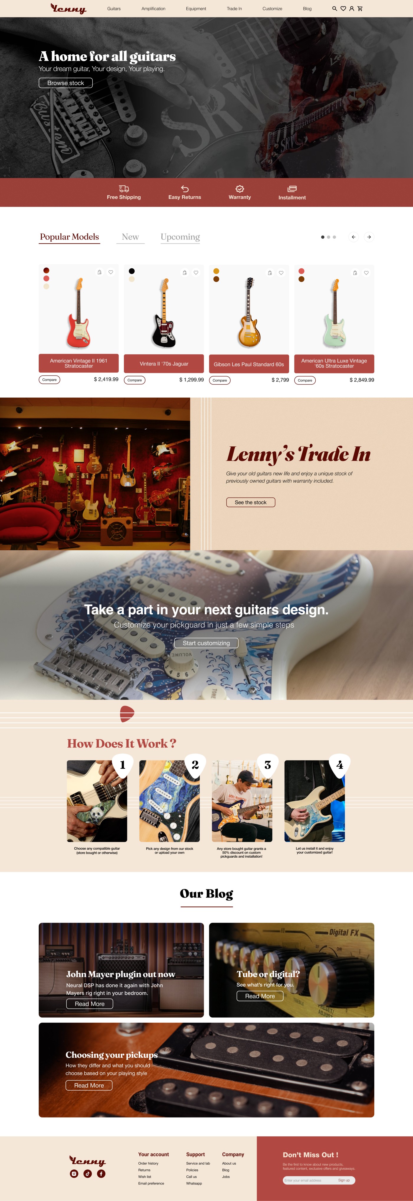 Lenny Guitar Shop homepage