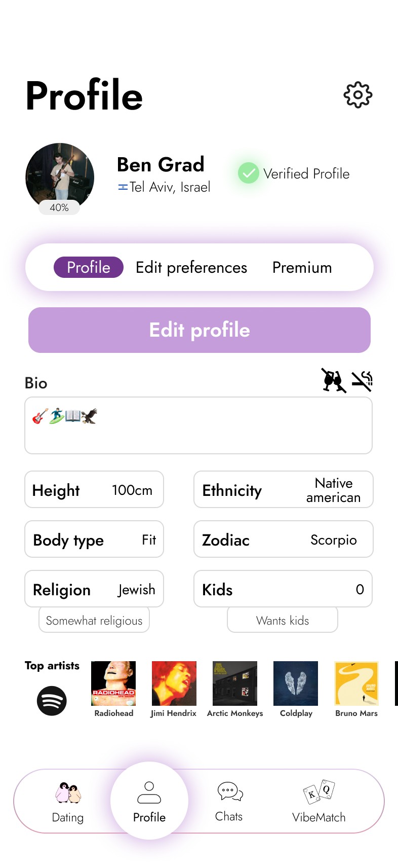 Waddle profile screen, built for live conversation